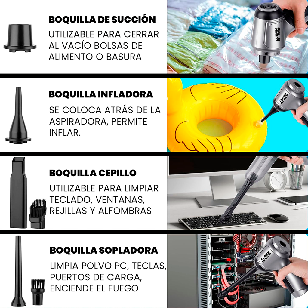 Aspiradora Portátil Potente 3 en 1 CleanCar©