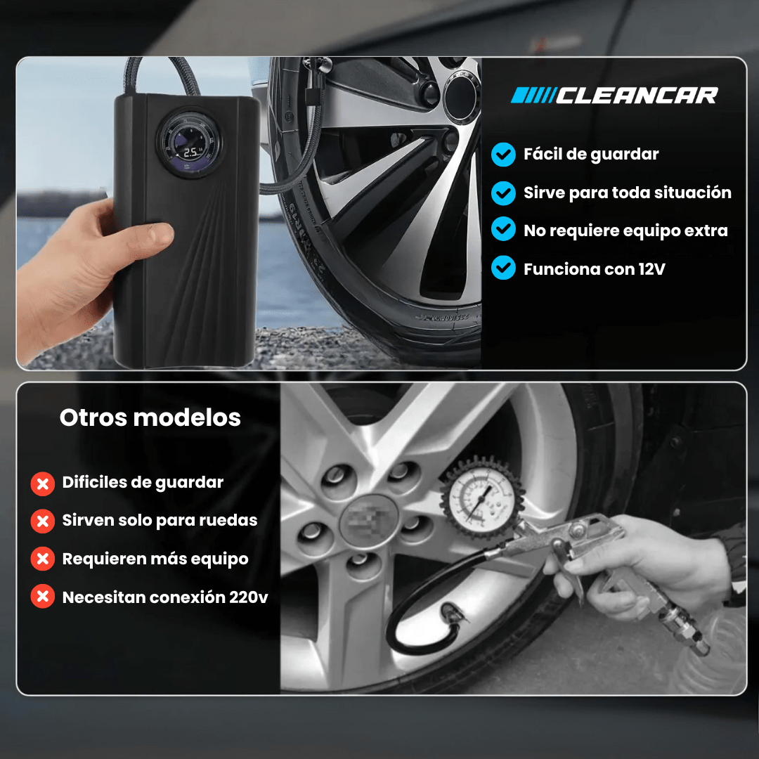 Inflador Compresor Para Auto con Barómetro 12V