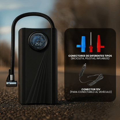 Inflador Compresor Para Auto con Barómetro 12V